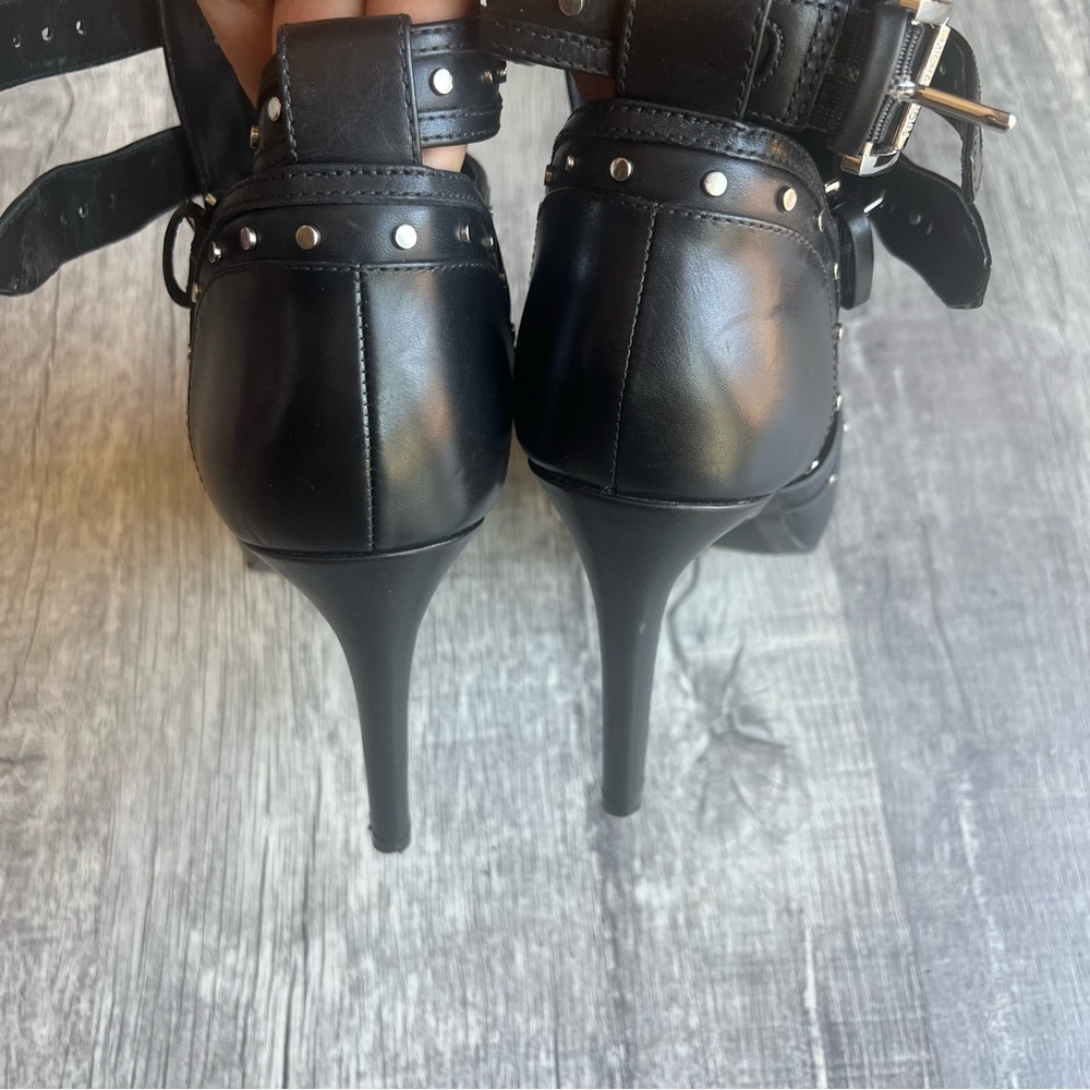 MICHAEL KORS Blaze Open-Toe Black Leather Booties ! - Picture 6 of 8